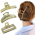 thumbnail image 1 of Big Metal Hair Claw Clips Large Gold Metal Strong Hold Hair Claw Clips 4 Inch Non-Slip Hair Clips Accessories for Women 3 Styles, 1 of 4