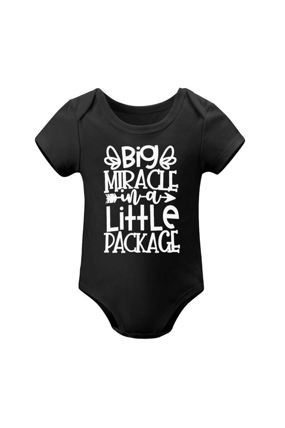 Big Miracle In A Little Package - Baby Clothes - Funny Newborn Bodysuit Outfits for Boys And Girls Black-style 12months