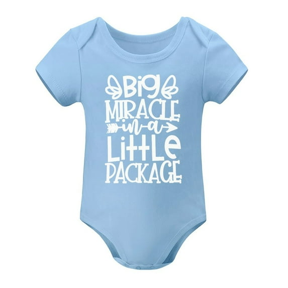Big Miracle In A Little Package - Baby Clothes - Funny Newborn Bodysuit Outfits for Boys And Girls Sky Blue-style 18months