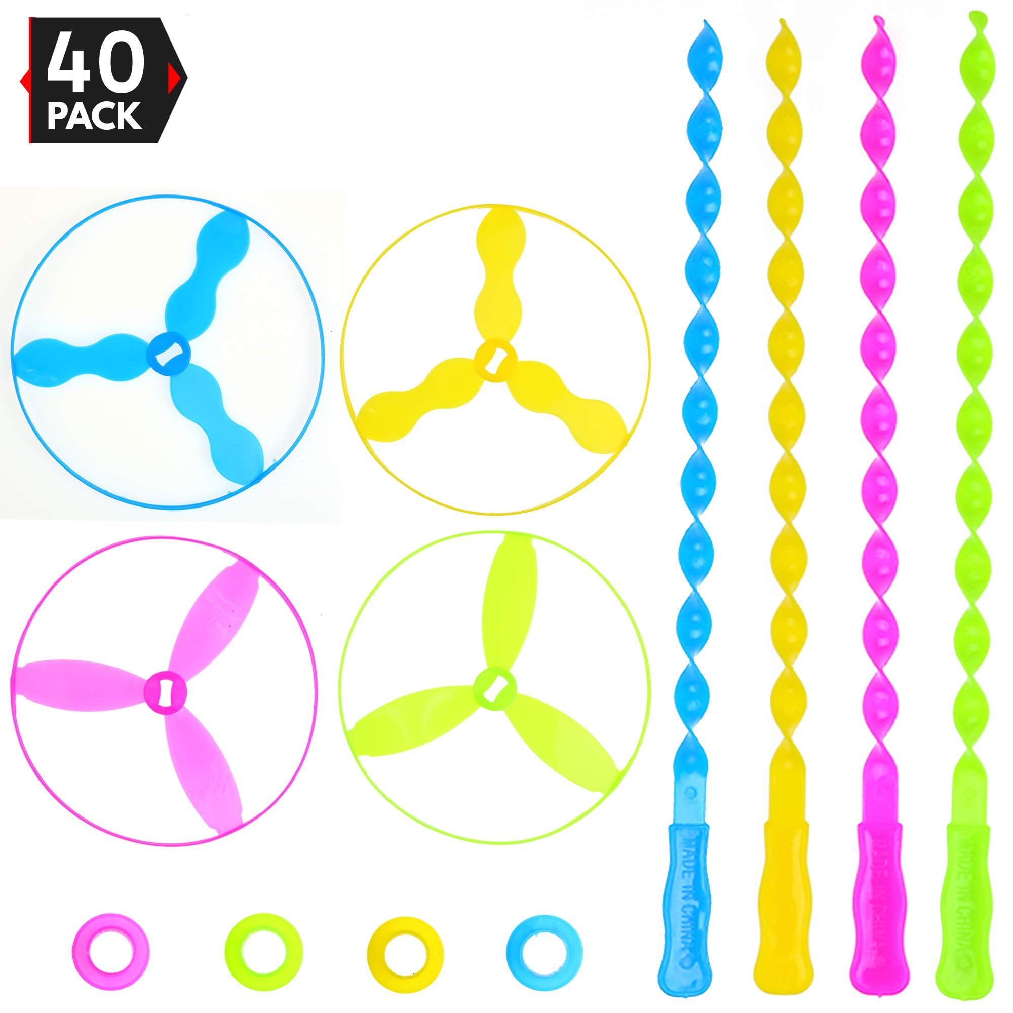 Big Mo's Toys Flying Discs - Twist Disc Flyer Saucers For Party Favors And Prizes - 40 Sets