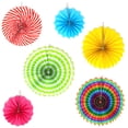 thumbnail image 1 of Big Mo's Toys Paper Fans  Pink Green And Blue Mexican Fiesta Party Decorations Supplies Paper Fan Rosettes, 1 of 7
