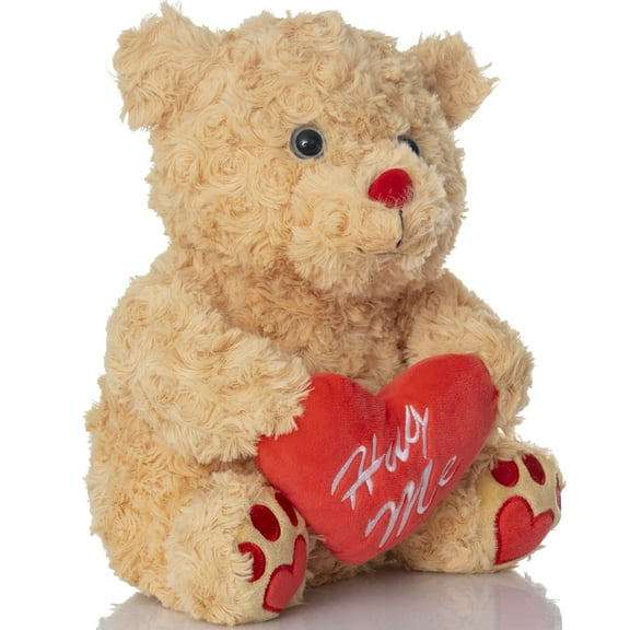Big Mo's Toys Valentine's Bear -Brown Plush Teddy Bear with Red Hug Me Love Heart Dirty Talking Valentines Day Funny Farting Stuffed Animal Girlfriend Boyfriend