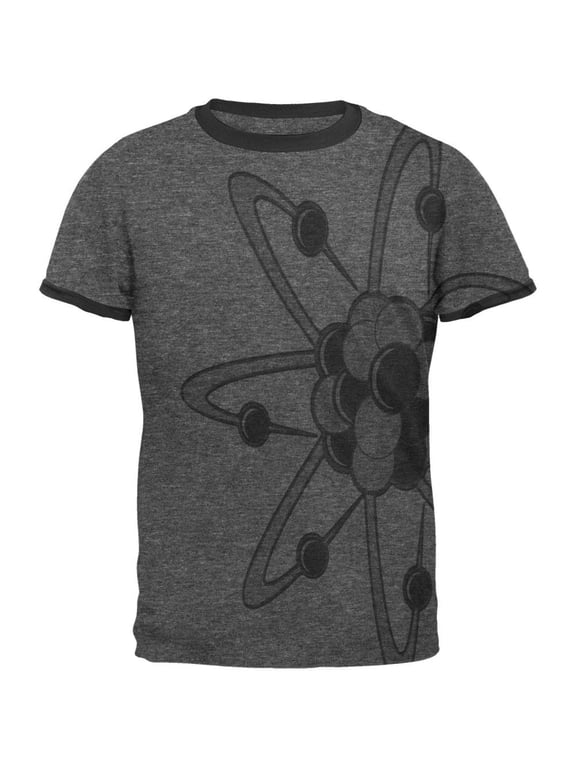 Big Molecule All Over Heather-Black Men's Ringer T-Shirt - Medium
