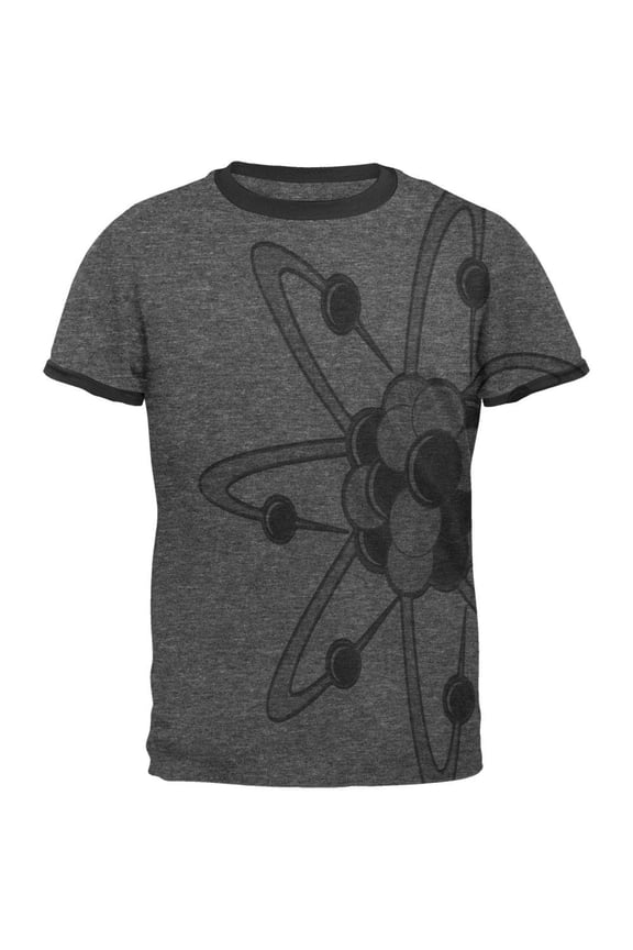 Big Molecule All Over Heather-Black Men's Ringer T-Shirt - Medium