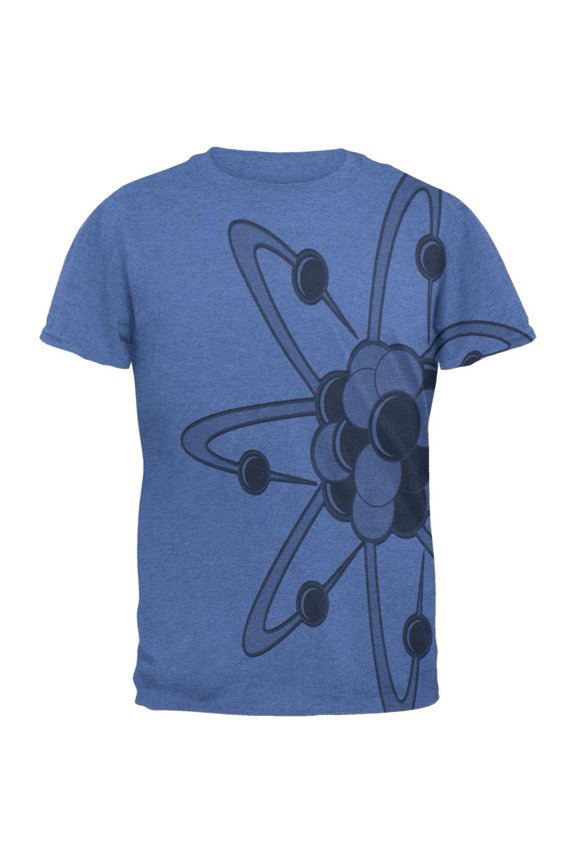 Big Molecule All Over Heather Blue Adult T-Shirt - Small