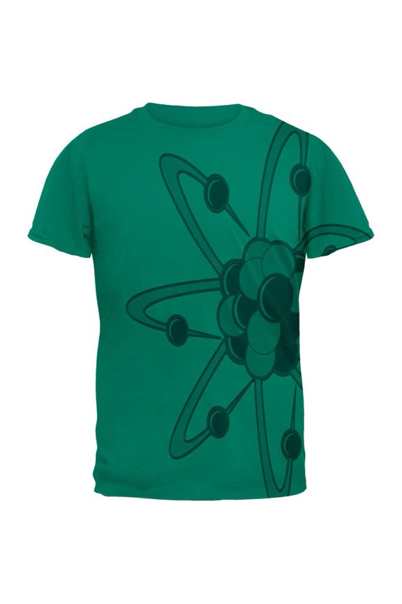 Big Molecule All Over Jade Green Adult T-Shirt - Small