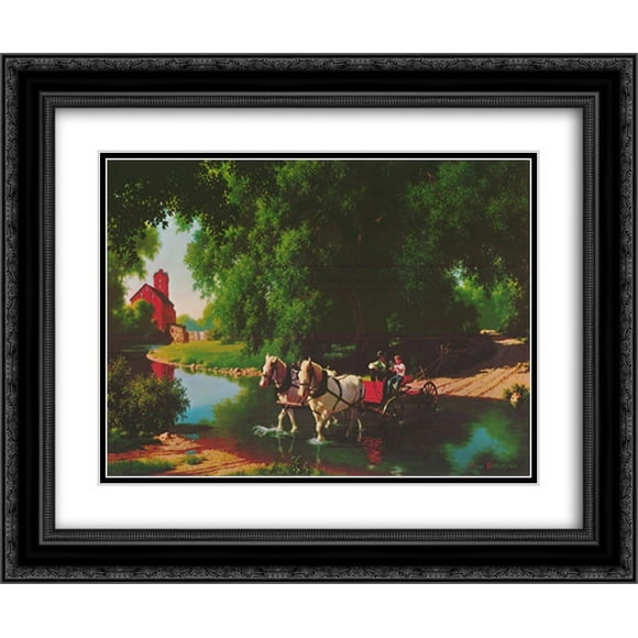 Big Moment 2x Matted 24x20 Black Ornate Framed Art Print by Paul Detlefsen