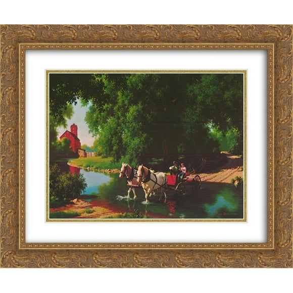 Big Moment 2x Matted 24x20 Gold Ornate Framed Art Print by Paul Detlefsen