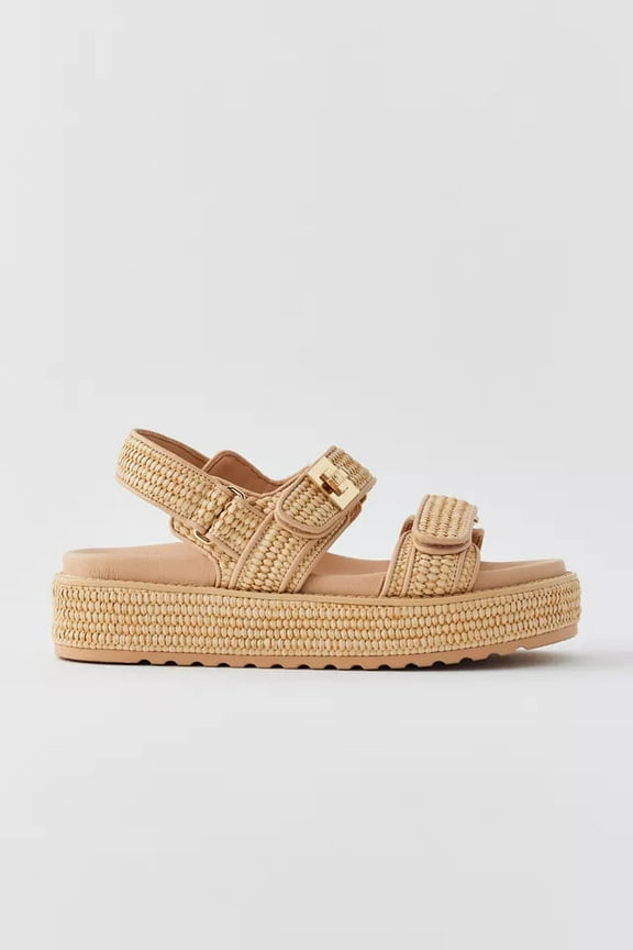 Big Mona Chunky Platform Sandal Natural Raffia