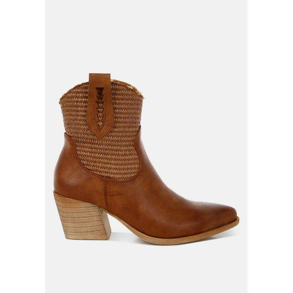 Big Mood Raffia Faux Leather Cowboy Boots