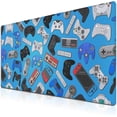 thumbnail image 1 of Big Mouse Pad Blue Gaming Mousepad Extra Large Desk Pad Mice Pad Chic Office Desk Accessories Non-Slip Rubber Base 35.4" X 15.7" for Game Office, Various Cartoon Game Controllers, 1 of 6