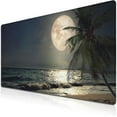 thumbnail image 1 of Big Mouse Pad Keyboard Mat Gaming Mouse Pads Large Mousepad Home Office Decor Non-Slip Rubber Base 35.4 X 15.7 for Game Office, Tropical Beach Palm Tree with Full Moon Starry Night, 1 of 6
