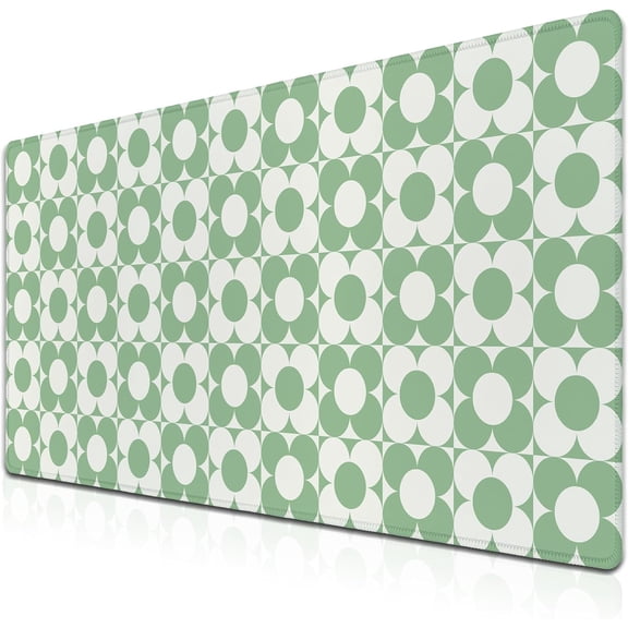 Big Mouse Pad, XXL Mouse Pads Office Desk Pads, Full Desk Mat Non-Slip Rubber Base Waterproof with Stitched Edges, 35.4 X 15.7 inch for Work/Game/Office/Home Geometric Stylized Flowers
