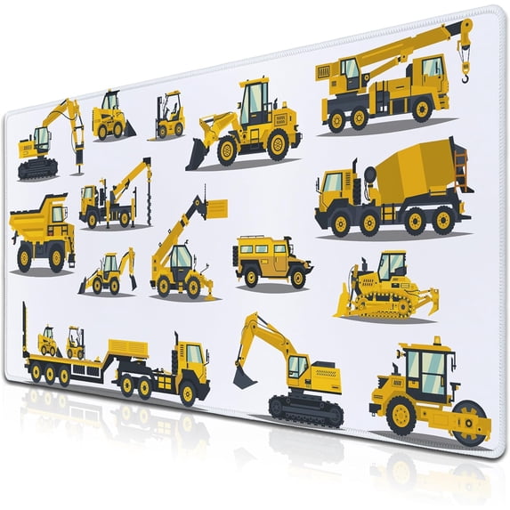 Big Mouse Pad Yellow, Keyboard Mouse Pads Computer Mats, Big Gaming Mouse Pad Waterproof Non-Slip Rubber Base, 35.4 X 15.7 inch for Work/Game/Office/Home Large Construction Equipment
