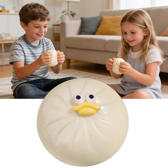 Big Mouth Bun Squeezet-o-ys, Funny Mantou Fidget Ball for Stress Relief, Soft Slow Rising Decompression Gadget with Cute Face,Suitable for Adults office Decompression(White)