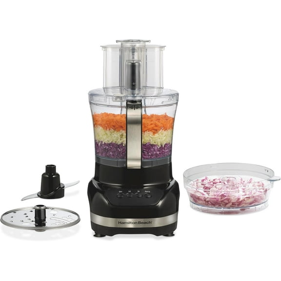 Big Mouth Duo Plus 12 Cup Food Processor & Vegetable Chopper with Additional Mini 4 Cup Bowl, Black (70580)