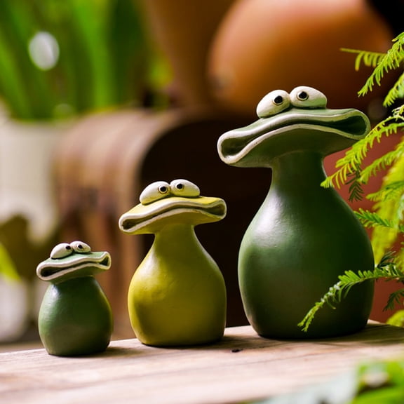 Big Mouth Frog Family of Three Waterproof Resin Garden Statue Decoration Outdoor Indoor, Cute Garden Accessories Outdoor Ornaments