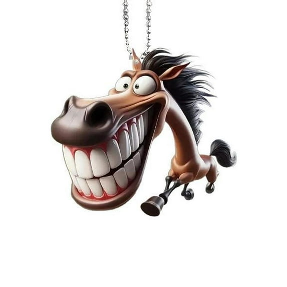 Big Mouth Horse-Shaped Plush Car Pendant with Multi-Functional Use for Car Interior Decoration