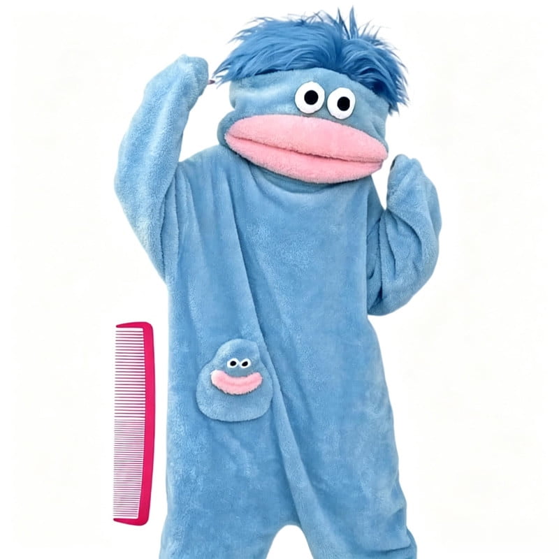 Big Mouth Monster Blue Costume Onesie for Adults – Goofy Hooded Pajamas ...