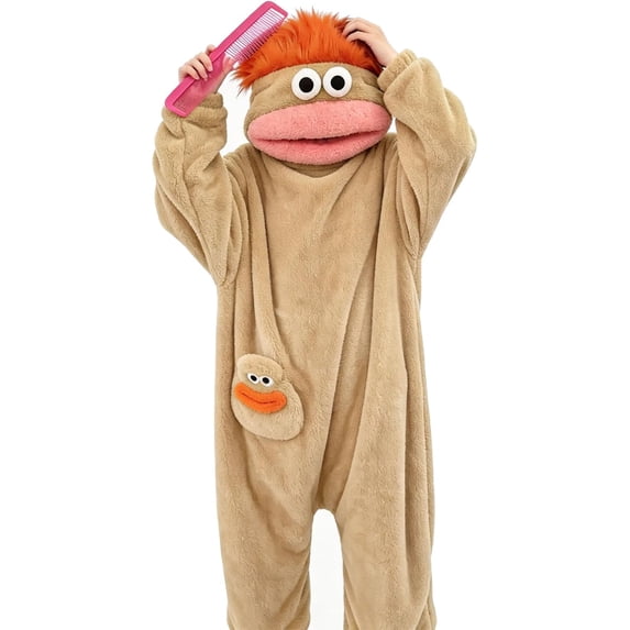 Big Mouth Monster Onesie, Funny Frog Hoodie, Cozy Flannel Pajamas with Giant Comb,Home Loungewear