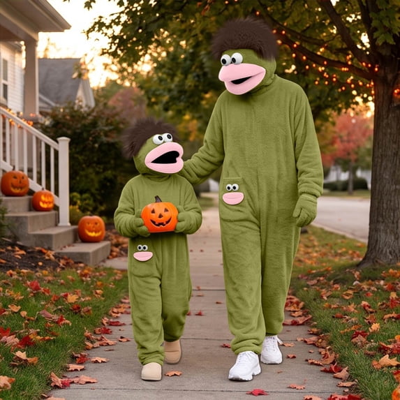 Big Mouth Monster Onesie Kids Monster Onesie Pajamas Soft Plush Jumpsuit Cartoon Costumes For Halloween Party(Includes Comb & Shoes)