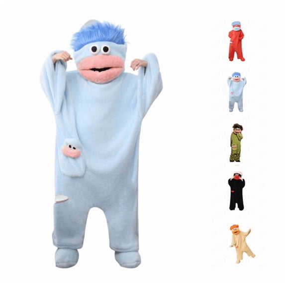 Big Mouth Monster Onesie Pajamas, Novelty Big Mouth Monster Plush Onesie, Loose Fit Plush Pajama for Home Lounging & Themed Cosplay (Blue L)