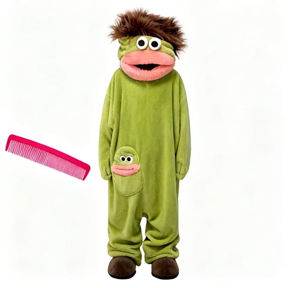Big Mouth Monster Onesie Pajamas Plush Fleece Hooded One Piece for Adults, Funny Cozy Loungewear Sleepwear for Women Men Couples
