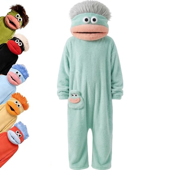 Big Mouth Monster Onesie Pajamas, Plush Monster Onesie, Soft Plush Loungewear, Cozy One Piece Loungewear Funny Onesie for Halloween Costumes, Halloween Pajamas & Christmas Pajamas Sky Blue S