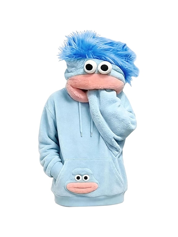 Big Mouth Monster Pullover Hoodie, Funny Oversized Plush Sweatshirt with Hood, Long Sleeve Heavyweight Halloween Costume Top for Cosplay Parties and Pajamas