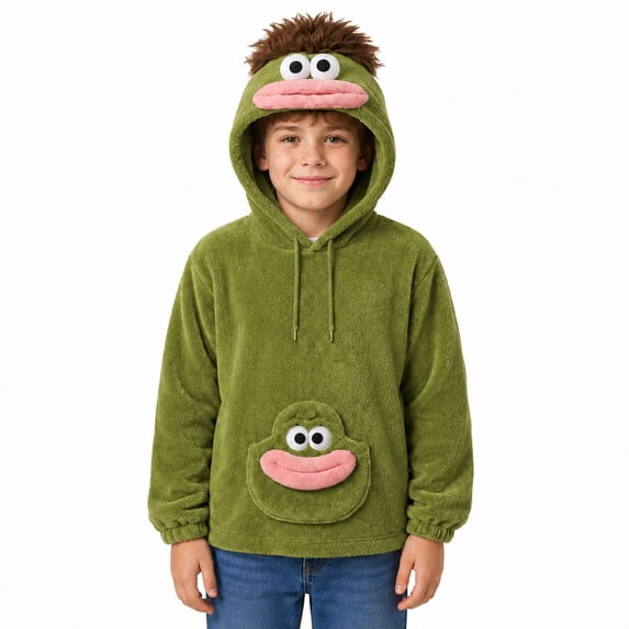 Big Mouth Monster Pullover Hoodies Kids Halloween Costume Flannel Hooded Sweatshirt Funny Pajamas,150
