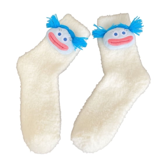 Big Mouth Socks, Fuzzy Googly Eye Novelty Fluffy Winter Socks,One Size
