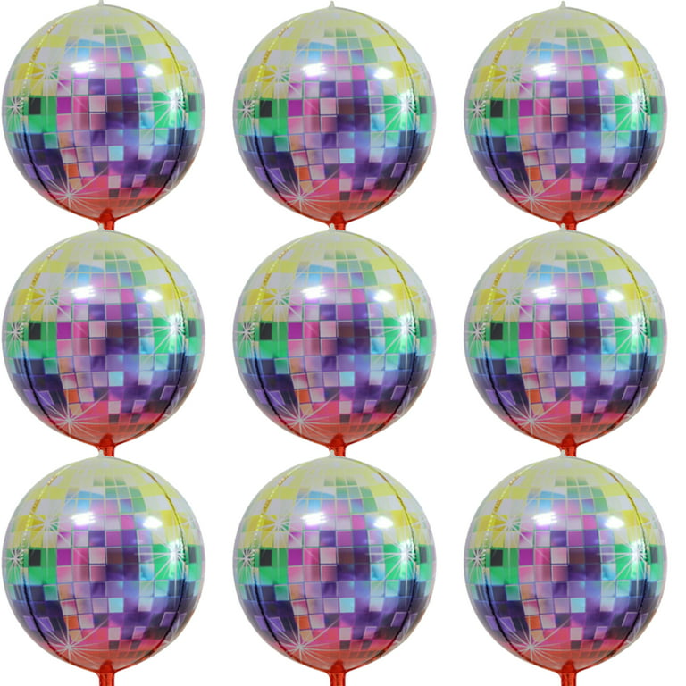 Big Multicolor Disco Ball Balloons - 22 Inch, Pack of 9 | Metallic 4D Disco  Balloons, 360 Degree 4D Sphere Disco Balloons | 90s Party Decorations 