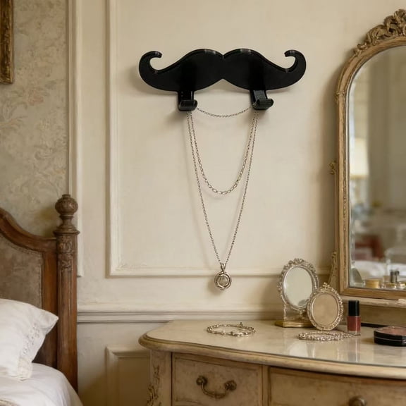 Big Mustache Wall Shelf 3D Printed – Funny Facial Hair Shaped Floating Rack, Space-Saving Storage For Knick-Knacks, Ideal Gift For Men