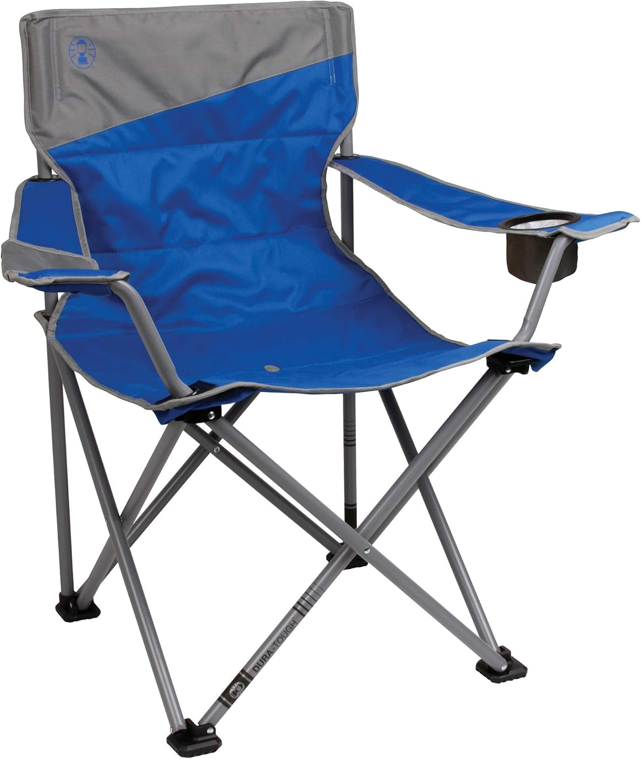 Blue and Gray Oversized Folding Camping Chair with Cup Holder