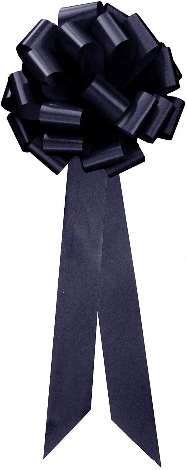 Big Decorative Navy Blue Pull Bows with Long Tails - 9" Wide, Set of 6, 4th of July, America 250 Anniversary, Law Enforcement Appreciation, Thin Blue Line, Gift Basket, Father's Day, School Graduatio
