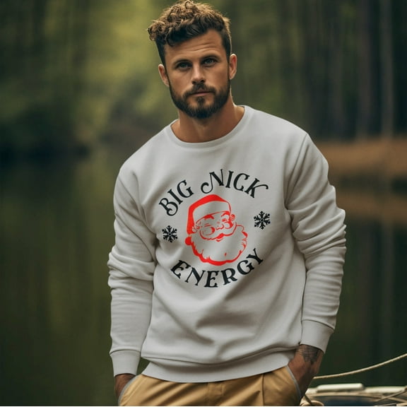 Big Nick Energy Christmas Sweater | Comfy Santa Claus Crewneck Sweatshirt | Funny Xmas Santa Related | 3 Colors