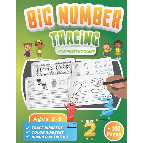 Big Number & Letter Tracing Book for Big Number Tracing Book for Preschoolers: A Learn to Write Workbook to Practice Number Handwriting for Kids Ages 2-5 Tra, (Paperback)