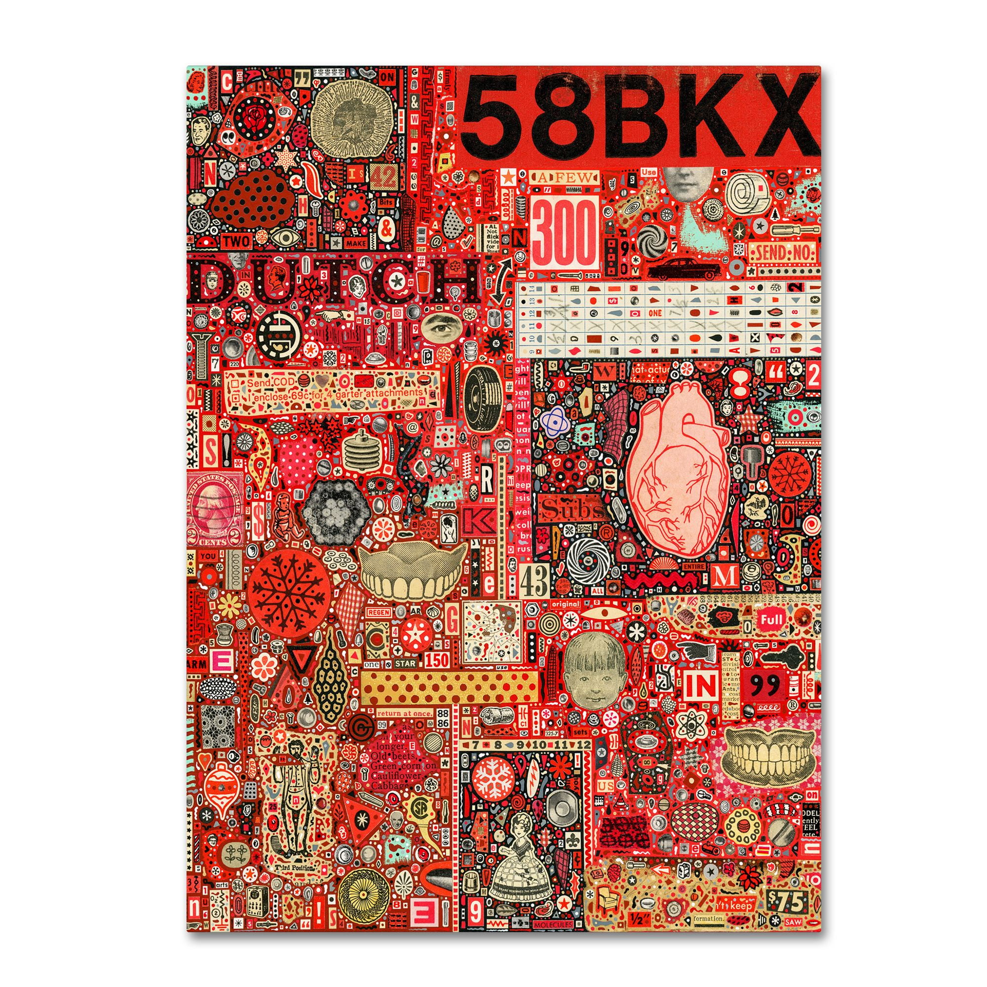 Big Numbers Heart And Teeth' Canvas Art by Colin Johnson