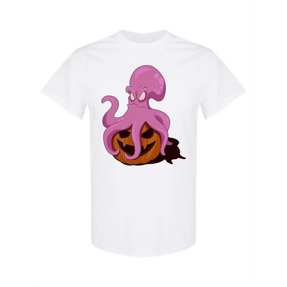 Big Octopus Sitting On Pumpkin T-Shirt Women -Image by Shutterstock, Female Large
