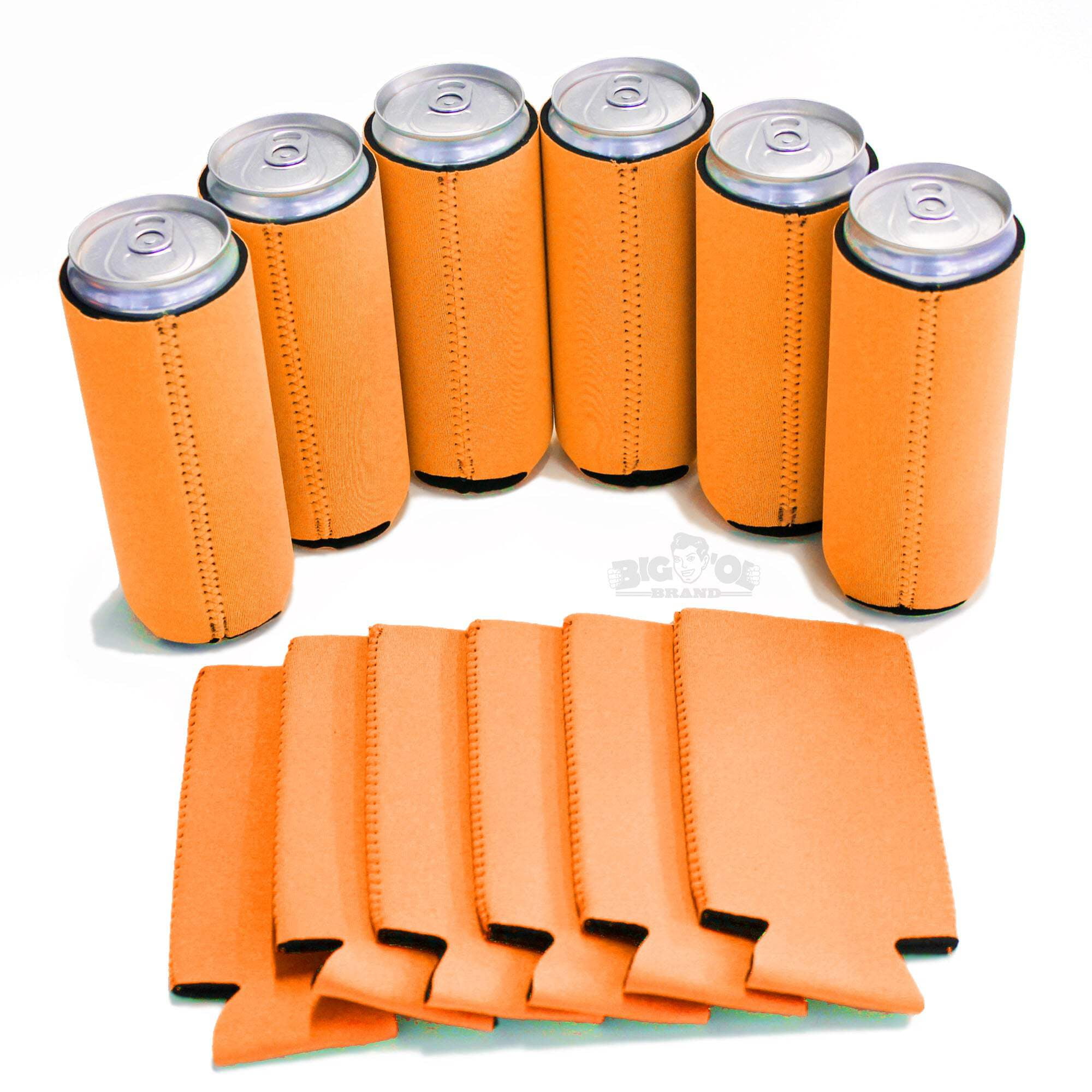 Big Ol' Neoprene 12 Ounce Slim Can Cooler 12 Pack Orange