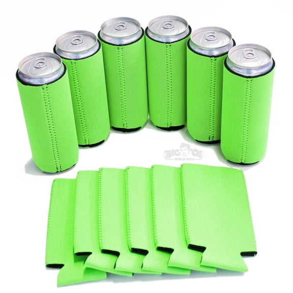 Big Ol' Neoprene 12 Ounce Slim Can Cooler 6 Pack Neon Green