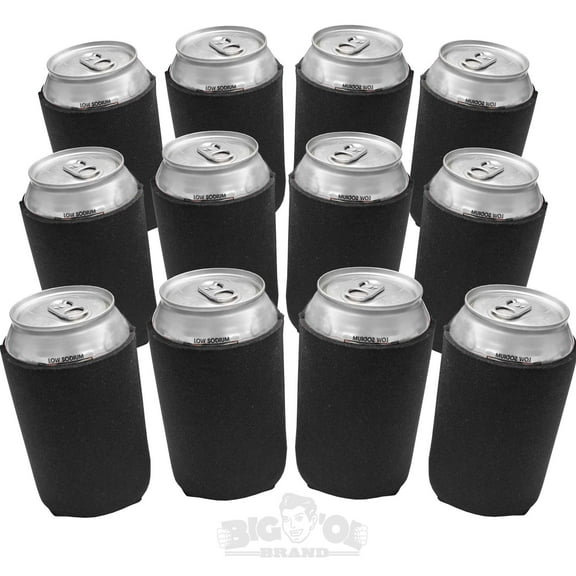 Big Ol' Neoprene Reversible Can Cooler 12 Pack Black