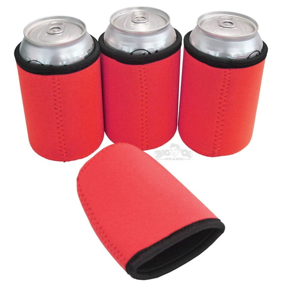 Big Ol' Thick Neoprene Can Cooler Beverage Insulator 4 Pack Red