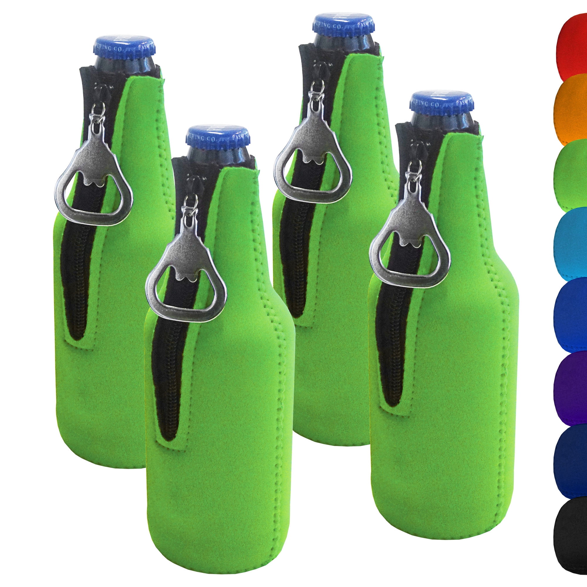 Zipper Beer Bottle Koozie (Green)