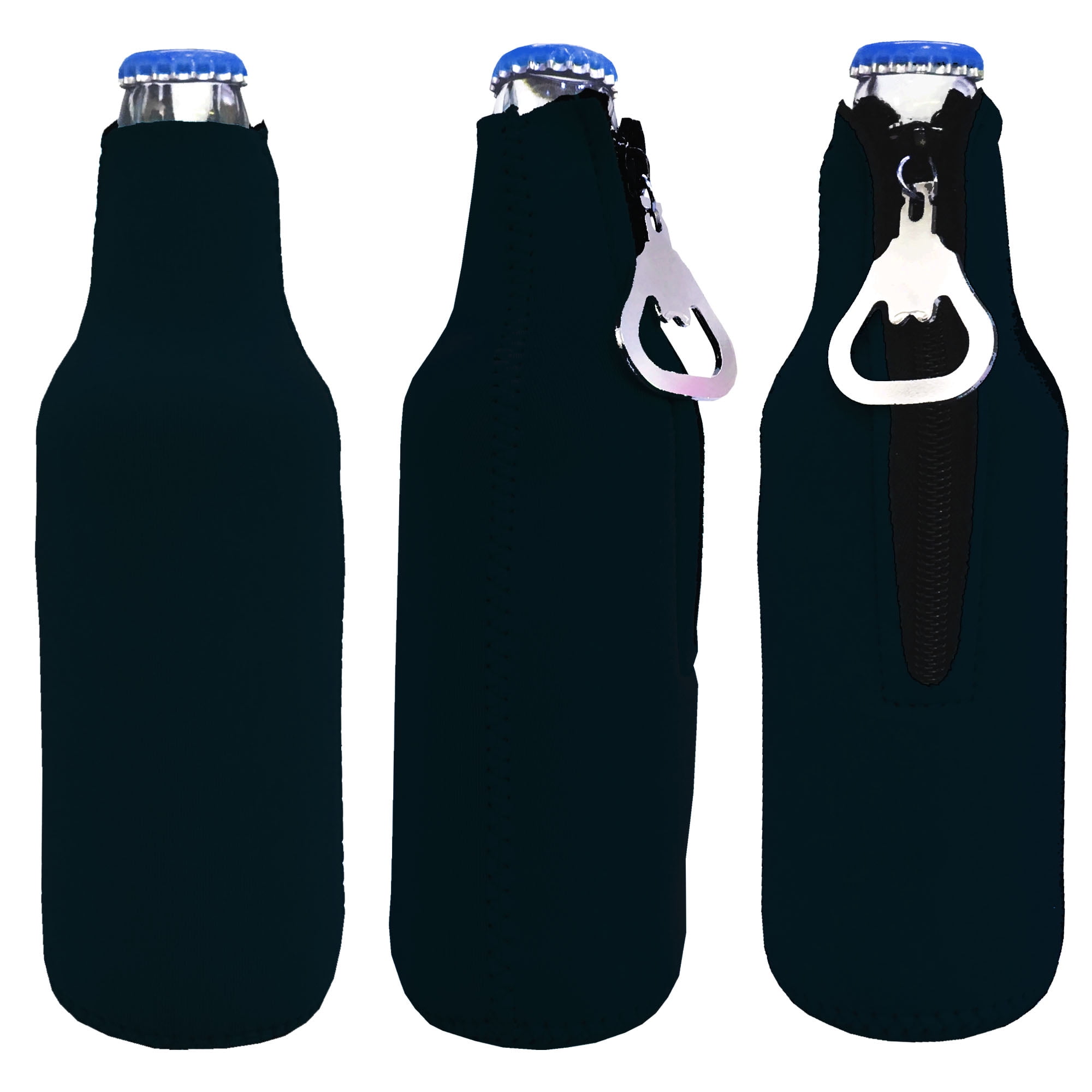 Big Ol' Zipper Beer Bottle Cooler Sleeve with Bottle Opener