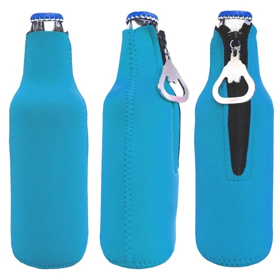 Big Ol' Zipper Beer Bottle Cooler Sleeve with Bottle Opener