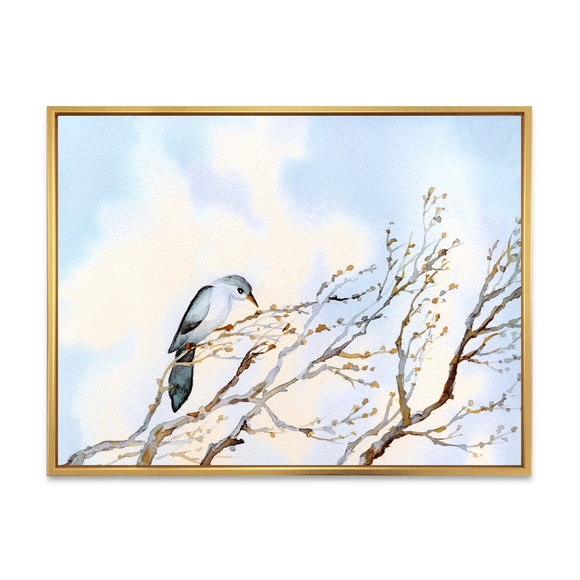 Big Old Barren Twig Yard 40 in x 30 in Framed Painting Canvas Art Print, by Designart