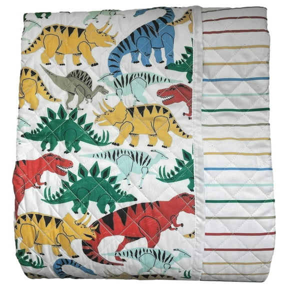 Big One Dinosaur Full Queen Quilt and Shams Set, Colorful Dino Comforter