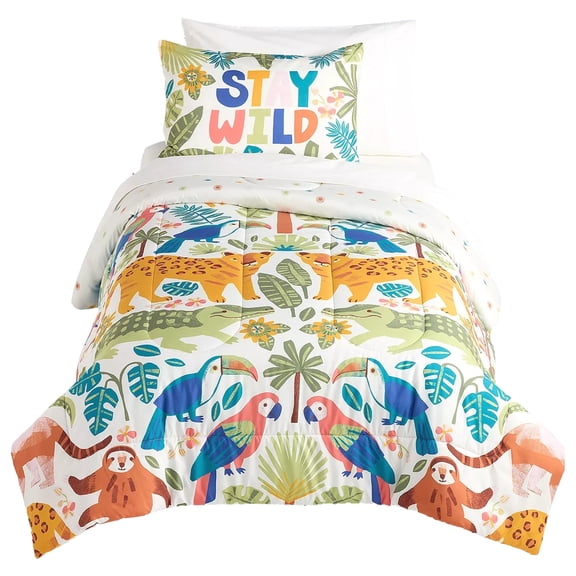 Big One Jungle Animals Full Queen Comforter Set with Shams