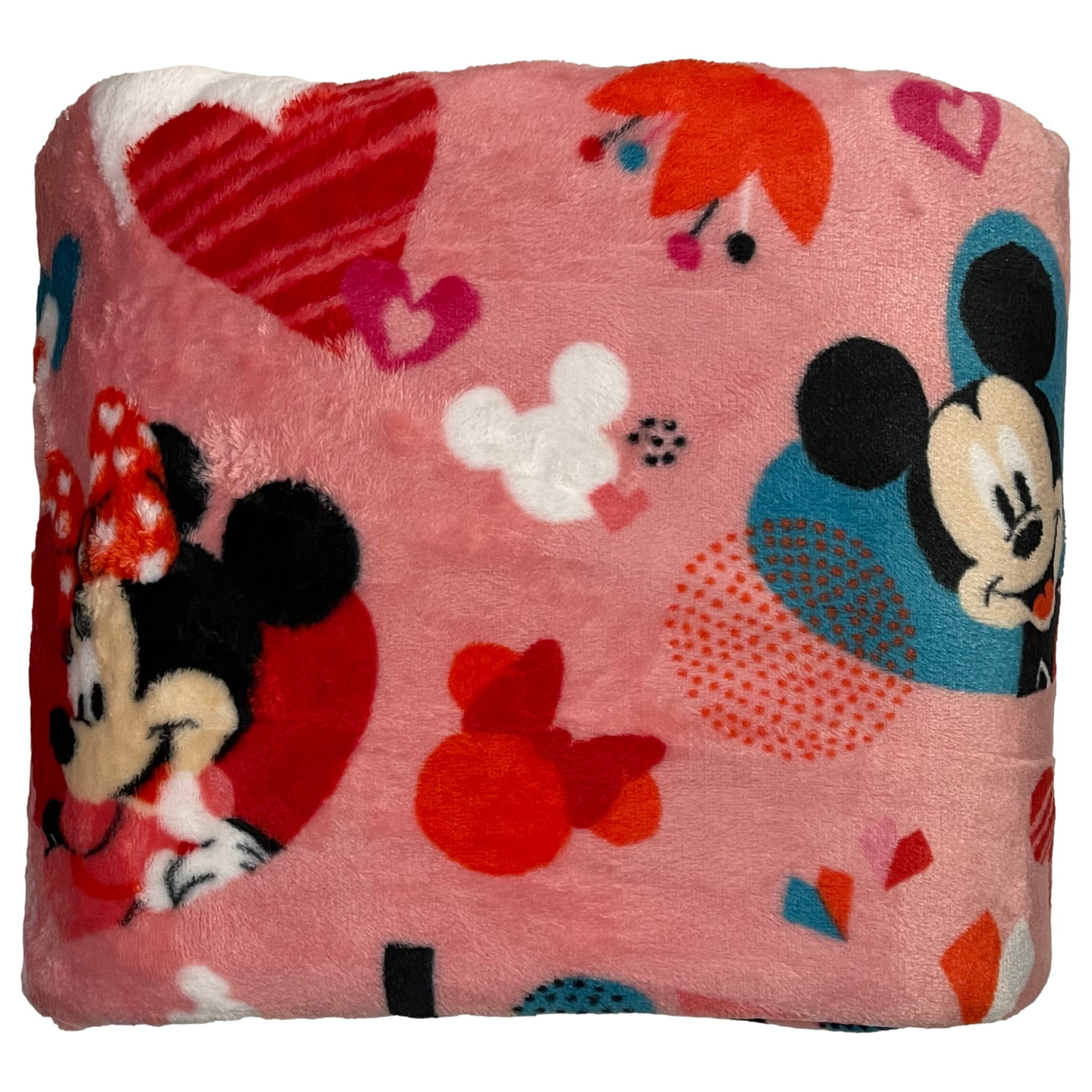 Big One Oversized Minnie & Mickey Mouse Hearts Microplush Throw Blanket ...